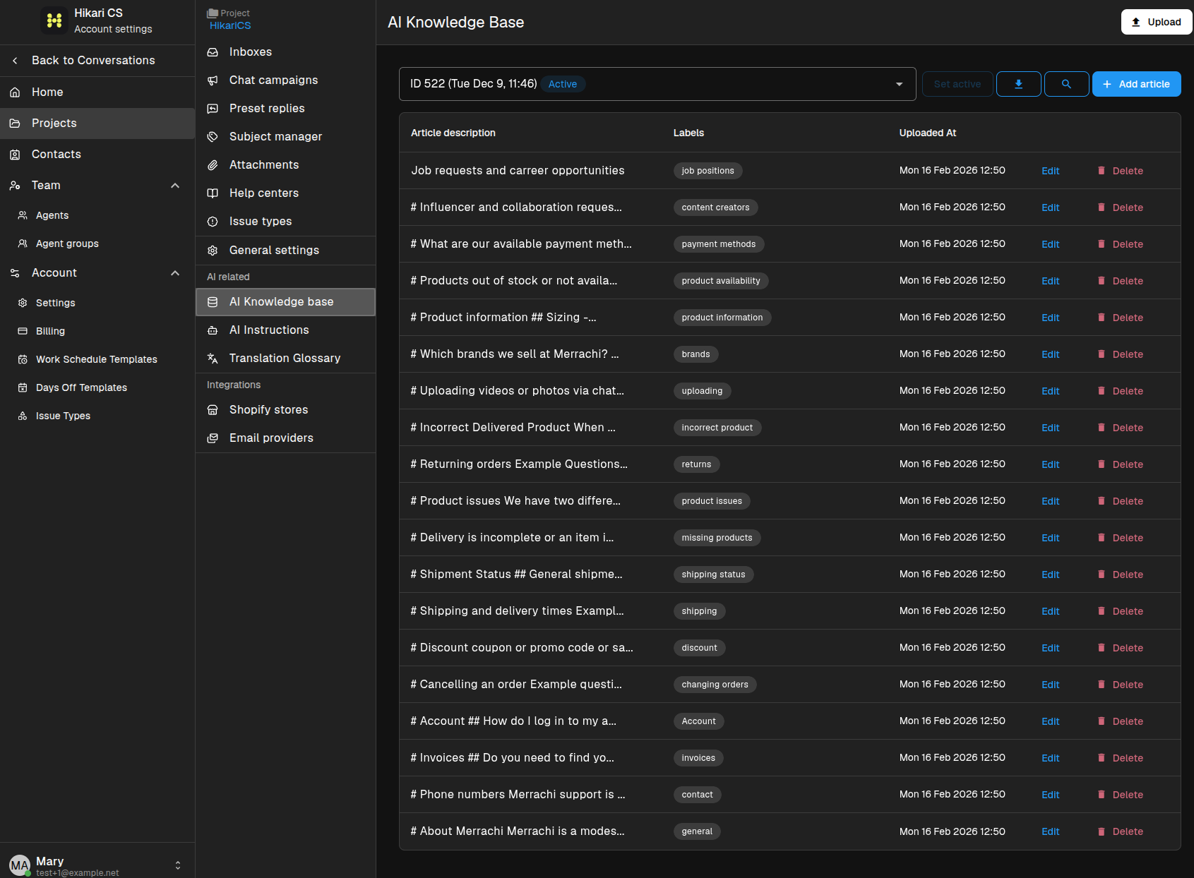 AI knowledge base