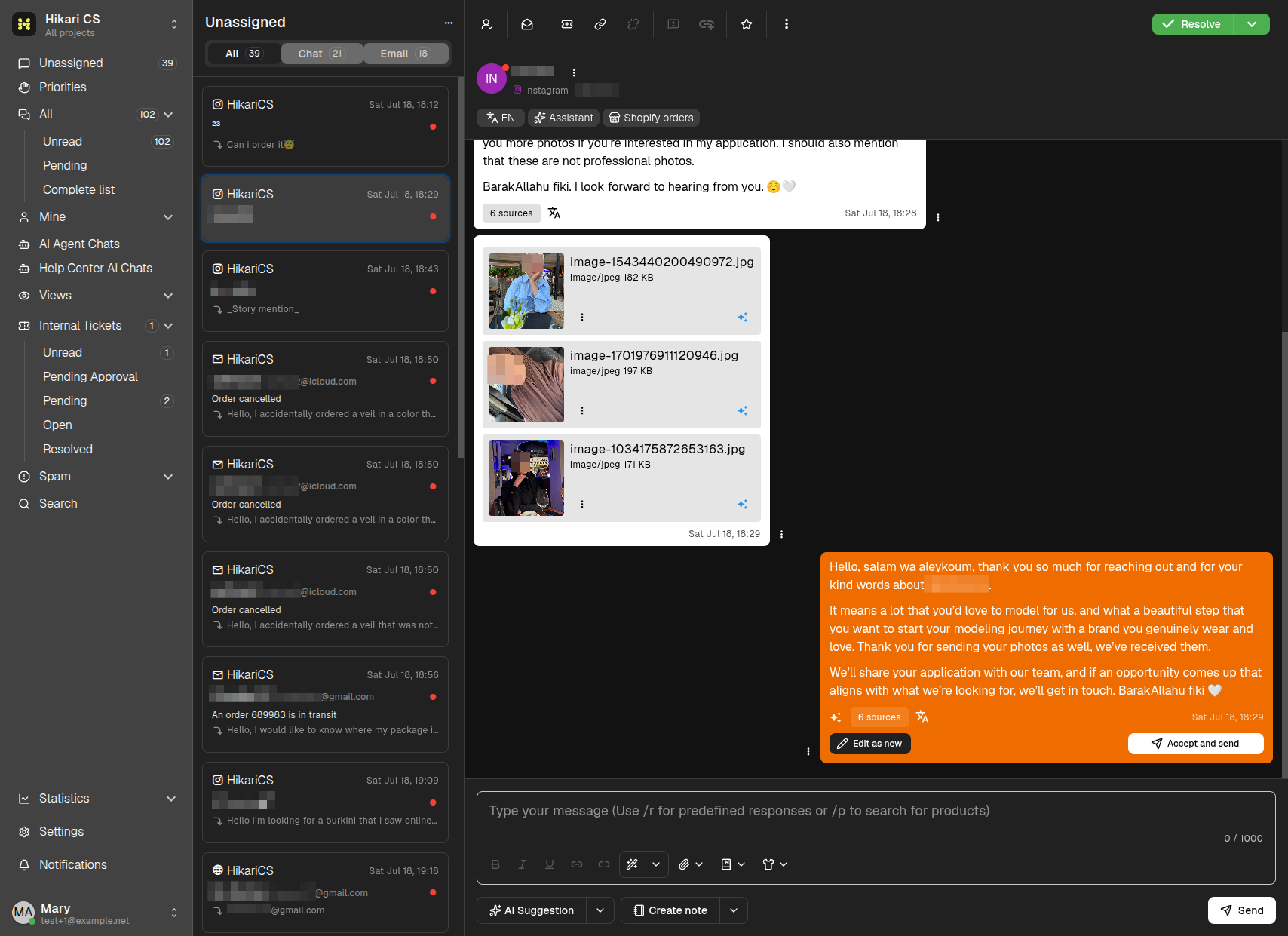 AI Suggestion in conversation
