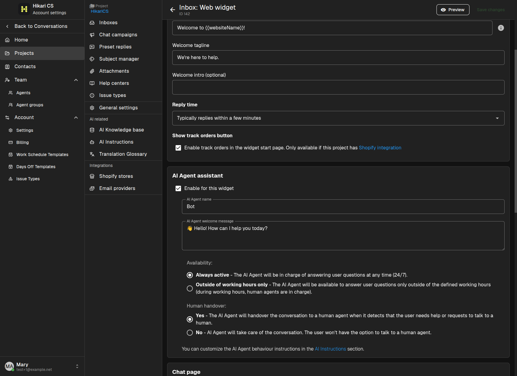 Widget custom translations
