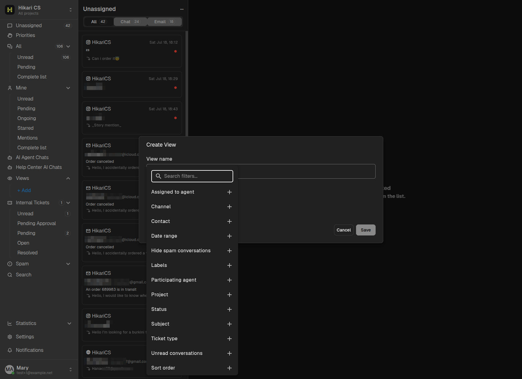 Available filters