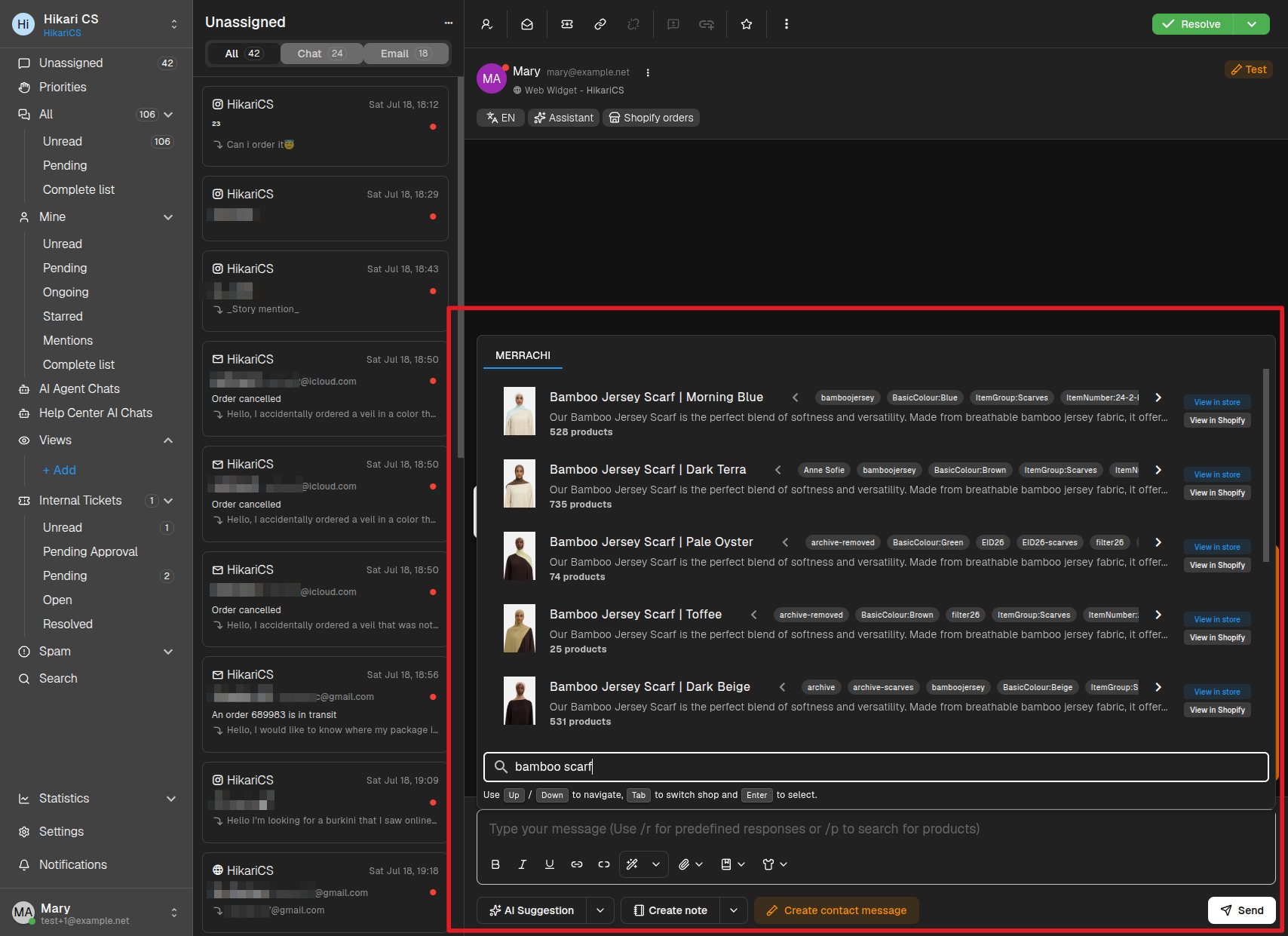Product search menu