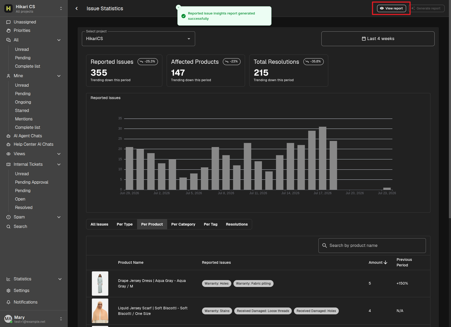 View report button